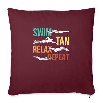 Swim tan relax repeat - Sofakissen mit Füllung 45 x 45 cm - Burgunderrot - Vorne
