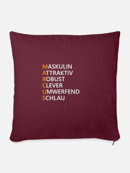 Marcus Name Geschenk - Sofakissen mit Füllung 45 x 45 cm - Burgunderrot