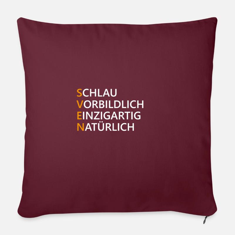 Sven Name Geschenk - Sofakissen mit Füllung 45 x 45 cm - Burgunderrot