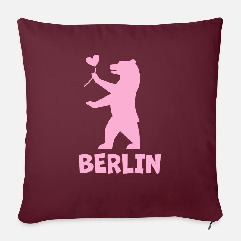 Berlin Berlin Ours - Coussin et housse de 45 x 45 cm - bordeaux