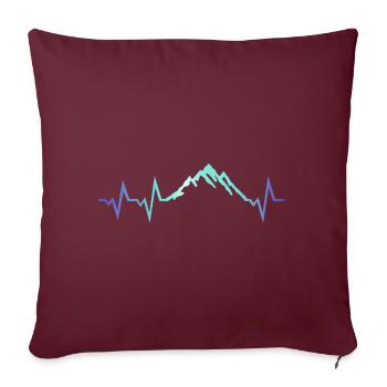 Berg Gletscher EKG Herzschlag - Sofakissen mit Füllung 45 x 45 cm - Burgunderrot - Vorne
