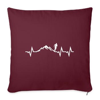 Rythme cardiaque de course en montagne, électrocardiogramme - Coussin et housse de 45 x 45 cm - bordeaux - Devant
