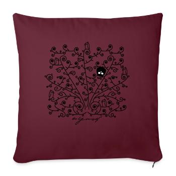 Soyez vous-même - hibou et oiseaux - Coussin et housse de 45 x 45 cm - bordeaux - Devant