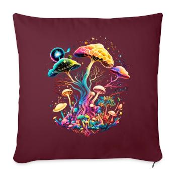 Zauberpilze, Pilze, Magic mushrooms, psychedelic - Sofakissen mit Füllung 45 x 45 cm - Burgunderrot - Vorne