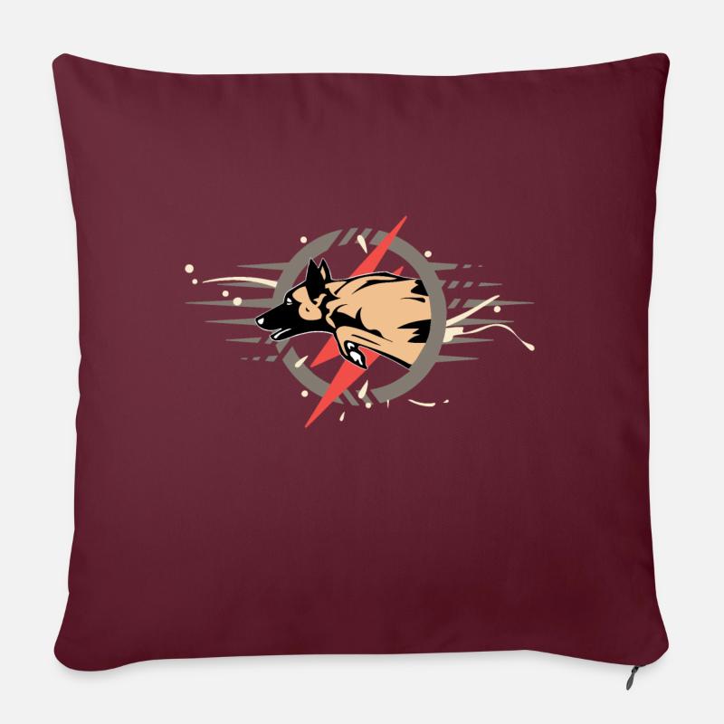 malinois éclair - Coussin et housse de 45 x 45 cm - bordeaux