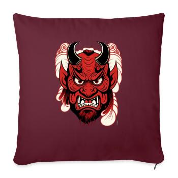 Dog Demon Tengu Shinto God Noh Masques de théâtre - Coussin et housse de 45 x 45 cm - bordeaux - Devant