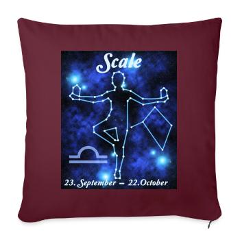 Signe du zodiaque Balance, constellation, astrologie - Coussin et housse de 45 x 45 cm - bordeaux - Devant