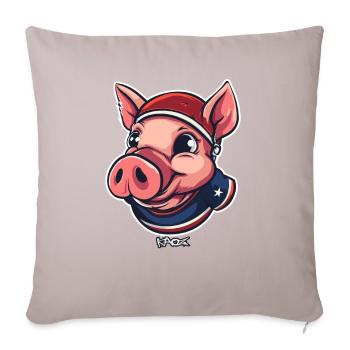 Un cochon sportif patriotique - Coussin et housse de 45 x 45 cm - taupe clair - Devant