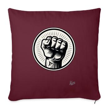 Linke Hand in die Luft zur Faust geballt - Sofakissen mit Füllung 45 x 45 cm - Burgunderrot - Vorne