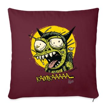 green gelg red, kamikatze cat pilot - Sofa pillow with filling 45cm x 45cm - burgundy - Front