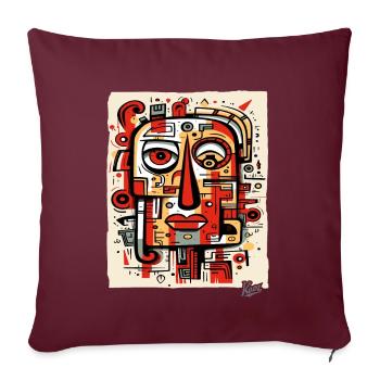 Abstract Art: Modern Cubism Face Portrait - Sofa pillow with filling 45cm x 45cm - burgundy - Front