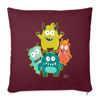 little funny monster friends - Sofa pillow with filling 45cm x 45cm - burgundy - Front