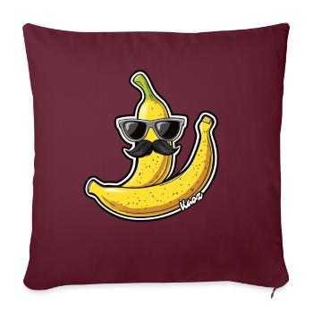 Banane avec lunettes de soleil et moustache - Coussin et housse de 45 x 45 cm - bordeaux - Devant