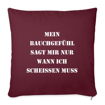 Bauchgefühl (weiss) - Sofakissen mit Füllung 45 x 45 cm - Burgunderrot - Vorne