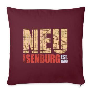 Neu-Isenburg mit hinterlegter Straßenkarte - Sofakissen mit Füllung 45 x 45 cm - Burgunderrot - Vorne