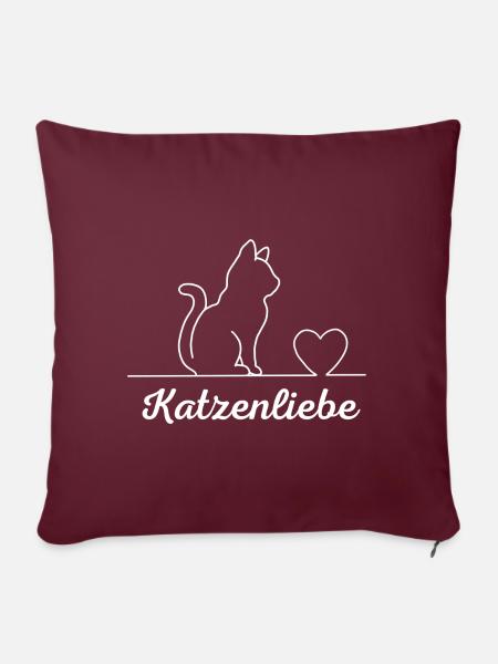 Katzenliebe - Sofakissen mit Füllung 45 x 45 cm - Burgunderrot