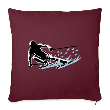 Skifahren - flotter Skifahrer und Schnee - Sofakissen mit Füllung 45 x 45 cm - Burgunderrot - Vorne