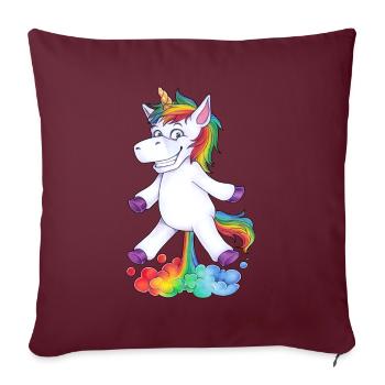 Einhorn Pups Furz Regenbogen Unicorn Rainbow Wolke - Sofakissen mit Füllung 45 x 45 cm - Burgunderrot - Vorne