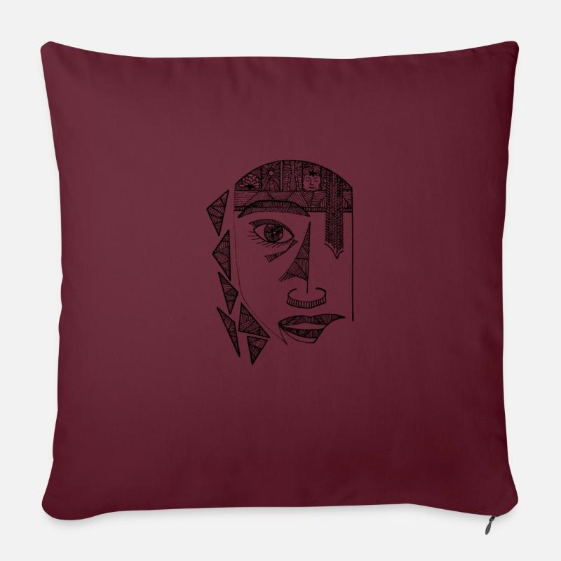 ETHNIC graphic FACE - Coussin et housse de 45 x 45 cm - bordeaux