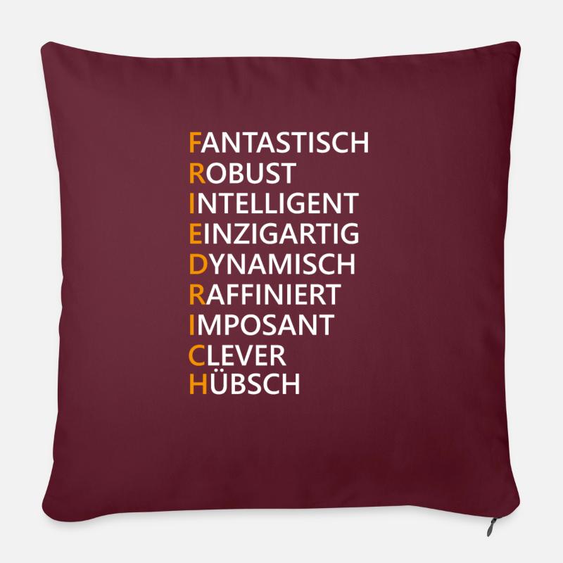 Friedrich Name Geschenk - Sofakissen mit Füllung 45 x 45 cm - Burgunderrot