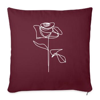 Rose 1 Oneline blanc - Coussin et housse de 45 x 45 cm - bordeaux - Devant