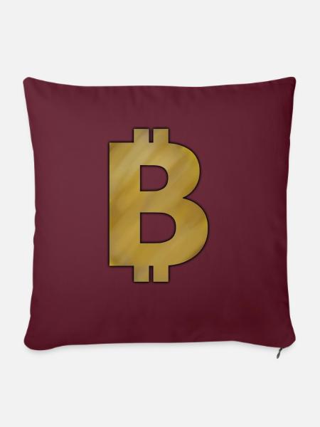Bitcoin BTC - Sofakissen mit Füllung 45 x 45 cm - Burgunderrot