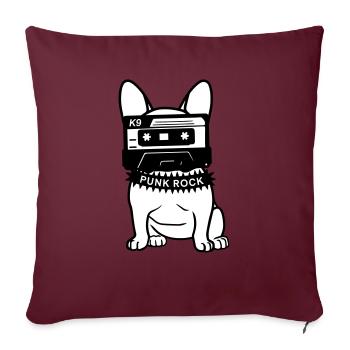 Punk Rock Frenchie - Cassette Rétro Dog Design - Coussin et housse de 45 x 45 cm - bordeaux - Devant