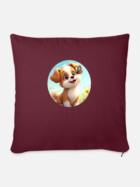 Hündchen, Hundi - Sofakissen mit Füllung 45 x 45 cm - Burgunderrot