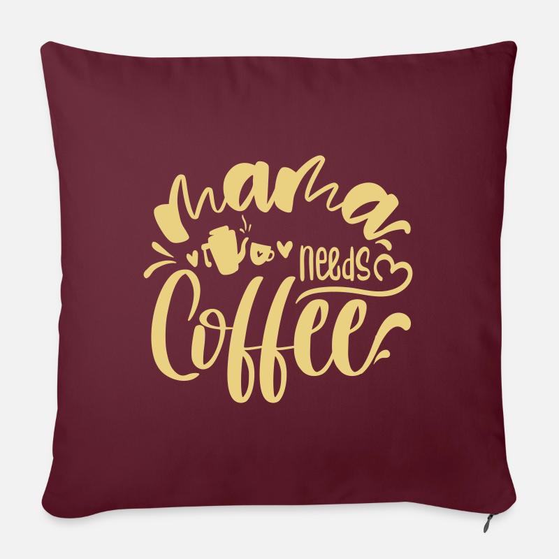 mama needs coffee - Coussin et housse de 45 x 45 cm - bordeaux