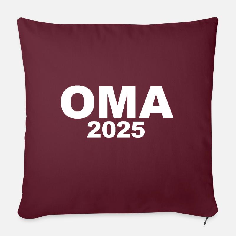 Oma 2025 Geschenk - Sofakissen mit Füllung 45 x 45 cm - Burgunderrot