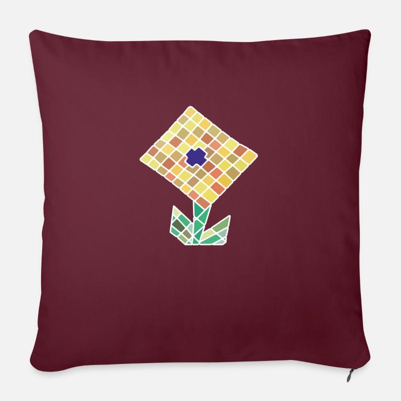 Tournesol - Coussin et housse de 45 x 45 cm - bordeaux
