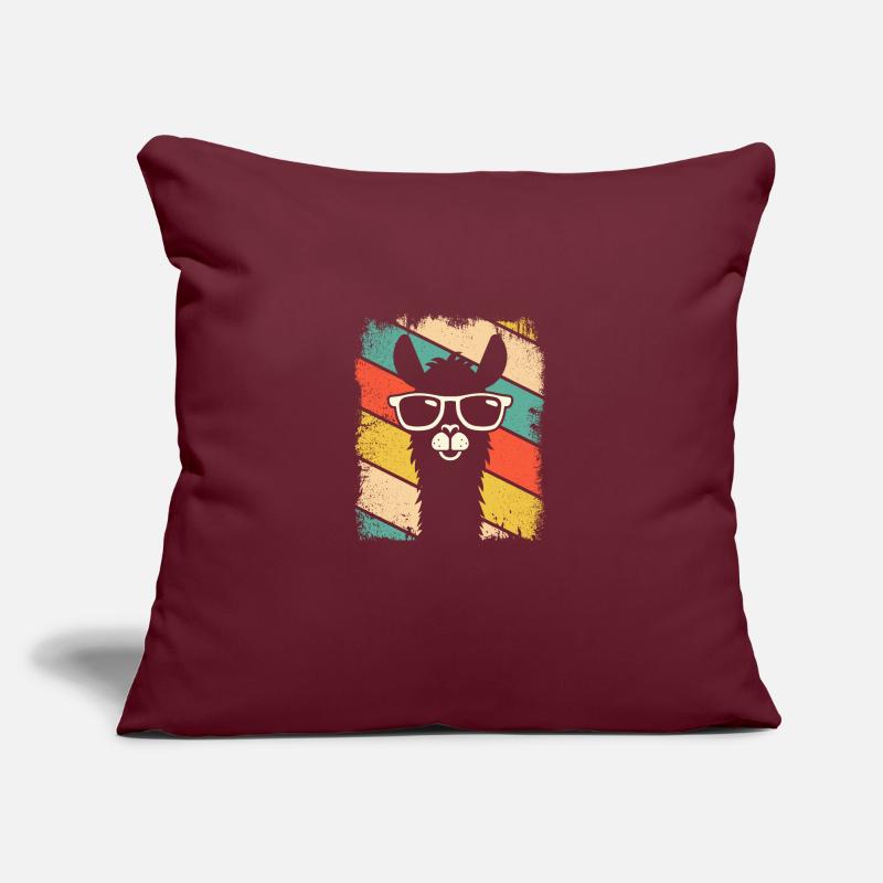 Retro Lama Alpaca with Sunglasses Lama Alpaka Sofakissen mit Füllung 45 x 45 cm