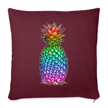 Ananas in Regenbogen Farben / LGBTQ, Gay Pride CSD - Sofakissen mit Füllung 45 x 45 cm - Burgunderrot - Vorne