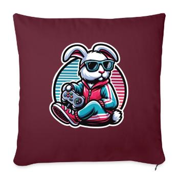 Zocker Osterhase für Nerds und Gamer - Sofakissen mit Füllung 45 x 45 cm - Burgunderrot - Vorne