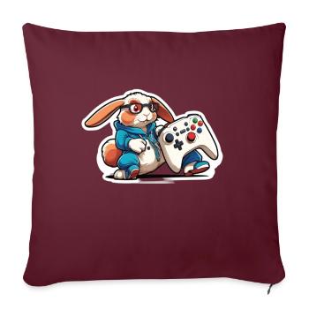 Zocker Osterhase für Nerds und Gamer - Sofakissen mit Füllung 45 x 45 cm - Burgunderrot - Vorne