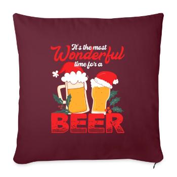 C’est le moment le plus merveilleux pour la bière - Coussin et housse de 45 x 45 cm - bordeaux - Devant