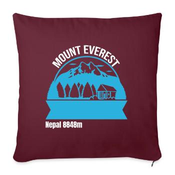 Carte de l’affiche du mont Everest La plus haute montagne du monde - Coussin et housse de 45 x 45 cm - bordeaux - Devant