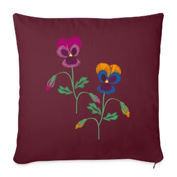 Pensée - Coussin et housse de 45 x 45 cm - bordeaux - Devant