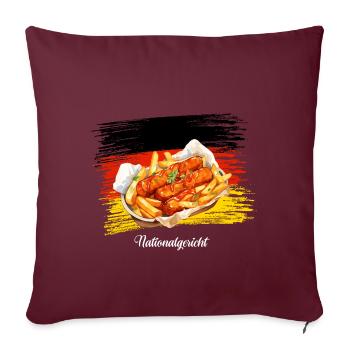 Currywurst Pommes Ketchup Mayo Deutsches Essen - Sofakissen mit Füllung 45 x 45 cm - Burgunderrot - Vorne