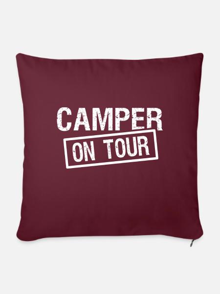 Camper on tour - Sofakissen mit Füllung 45 x 45 cm - Burgunderrot