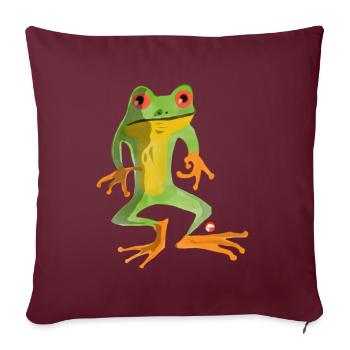 Grenouille - Coussin et housse de 45 x 45 cm - bordeaux - Devant