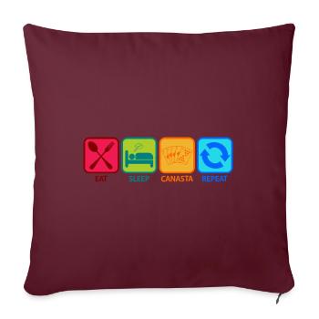 Canasta Spiel Kartenspiel spielen Eat Sleep - Sofakissen mit Füllung 45 x 45 cm - Burgunderrot - Vorne