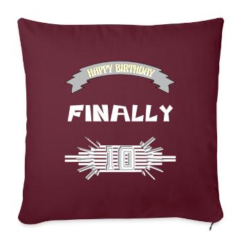 Joyeux anniversaire, 10e anniversaire, idée cadeau - Coussin et housse de 45 x 45 cm - bordeaux - Devant