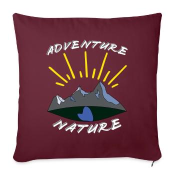 Adenture Nature, Aventure Nature, Camping - Coussin et housse de 45 x 45 cm - bordeaux - Devant