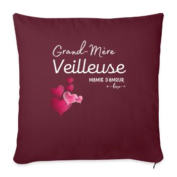 Grand mère merveilleuse cadeau mamie personnalisé - Coussin et housse de 45 x 45 cm - bordeaux - Devant