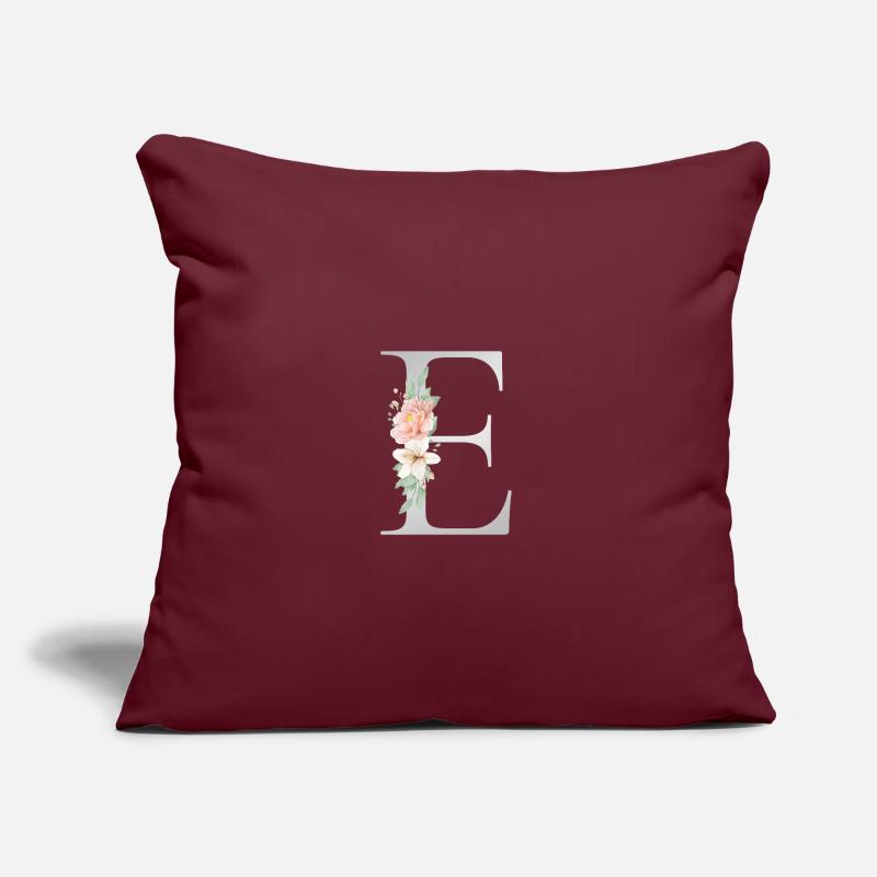 Customizable Monogram E Floral Sofa pillow with filling 45cm x 45cm