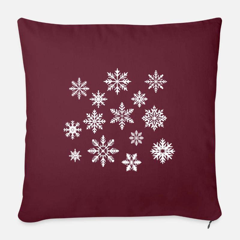 Schneeflocken weiß - Sofakissen mit Füllung 45 x 45 cm - Burgunderrot