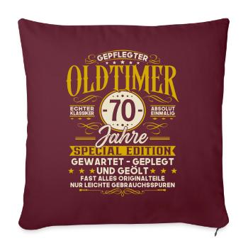 70 Geburtstag Geschenk Oldtimer 70 Jahre - Sofakissen mit Füllung 45 x 45 cm - Burgunderrot - Vorne