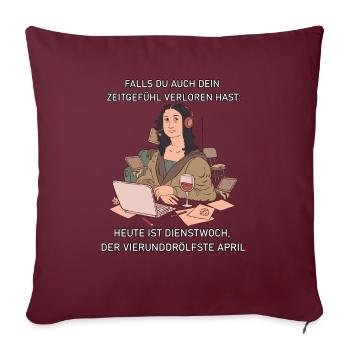 Lustiger Spruch Da-Vinci Mona-Lisa Home-Office - Sofakissen mit Füllung 45 x 45 cm - Burgunderrot - Vorne