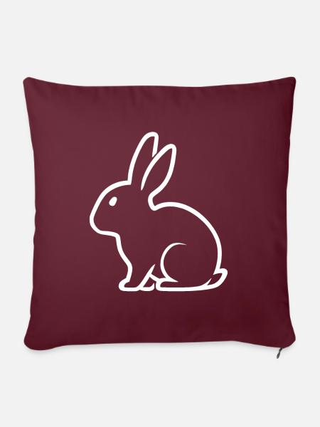 Weißes Kaninchen Silhouette - Sofakissen mit Füllung 45 x 45 cm - Burgunderrot